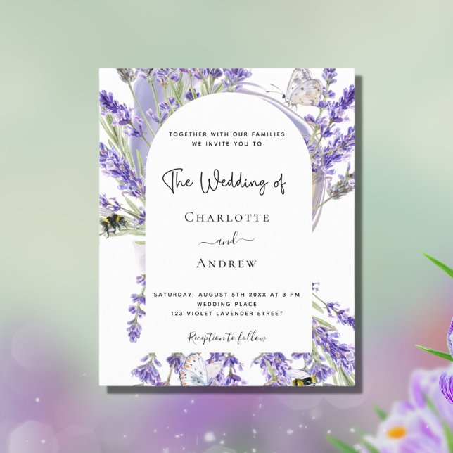 Budget lavender floral arch wedding invitation (Creator Uploaded)