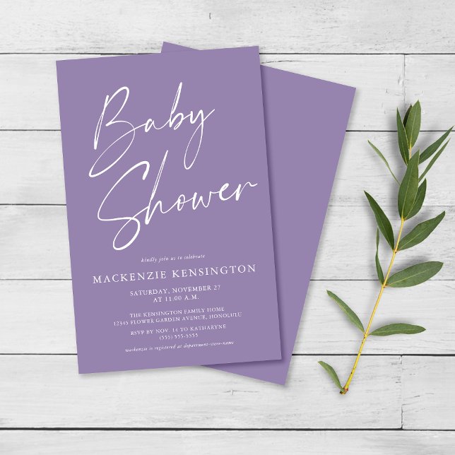 Budget Lavender Purple Script Baby Shower FLYER (Creator Uploaded)