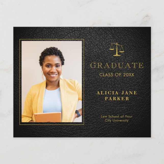 Budget law school graduation photo announcement flyer (Front)
