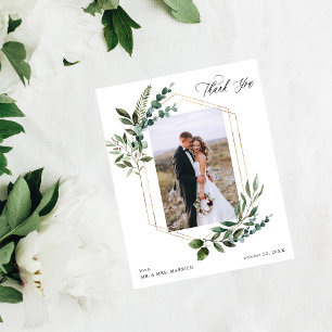Budget Leaves & Eucalyptus Gold Thank You Photo Flyer