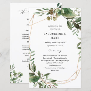 Budget Leaves & Eucalyptus Wedding Program MEDIUM