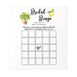 Budget lemon Citrus Bridal Shower Bingo Party Game Notepad