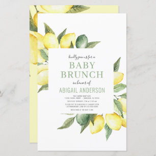 Budget Lemon Citrus Modern Baby Brunch Invitation