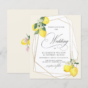 Budget Lemon Citrus Summer Wedding Invitation