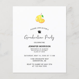 Budget Lemon Graduation Party Elegant Simple