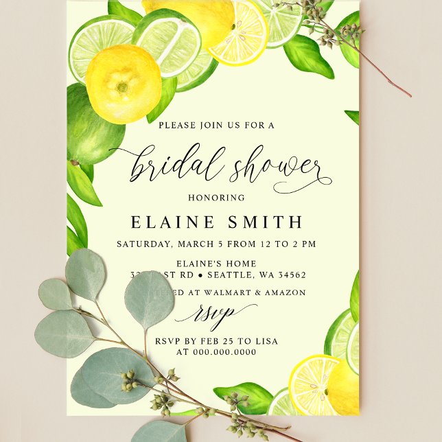 Budget Lemon Lime Citrus Bridal Shower Invitation (Creator Uploaded)