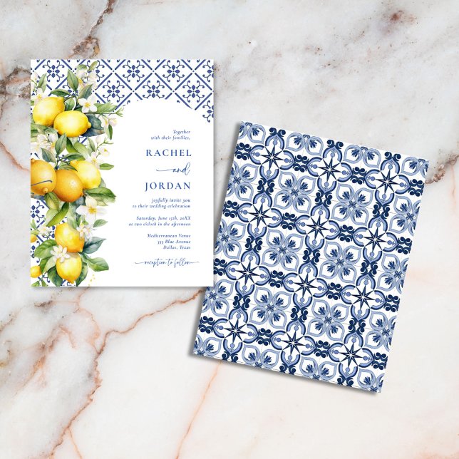 Budget Lemon Mediterranean Wedding Invitations (Creator Uploaded)