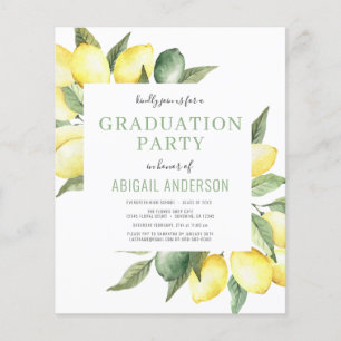 Budget Lemon Modern Grad Party 2023 Invitation Flyer