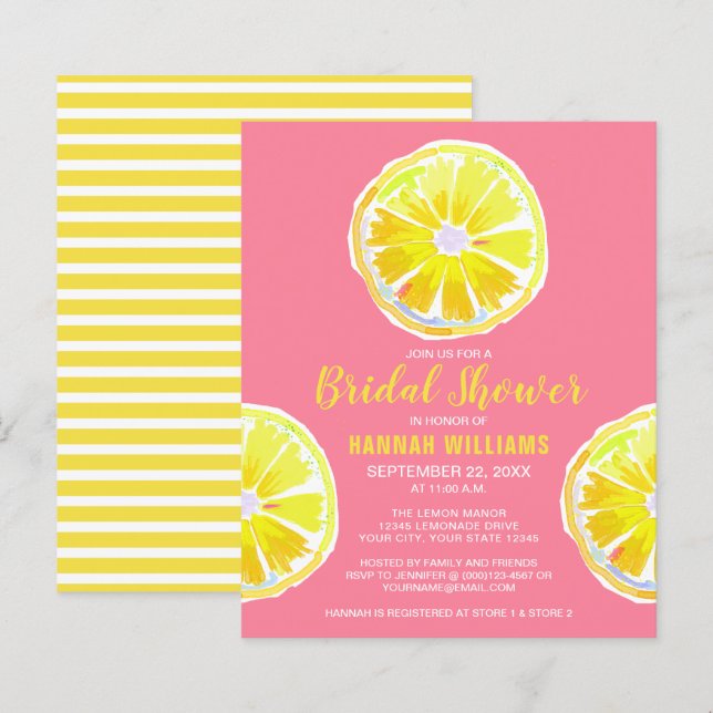 Budget Lemon Slices Bridal Shower Invitation (Front/Back)