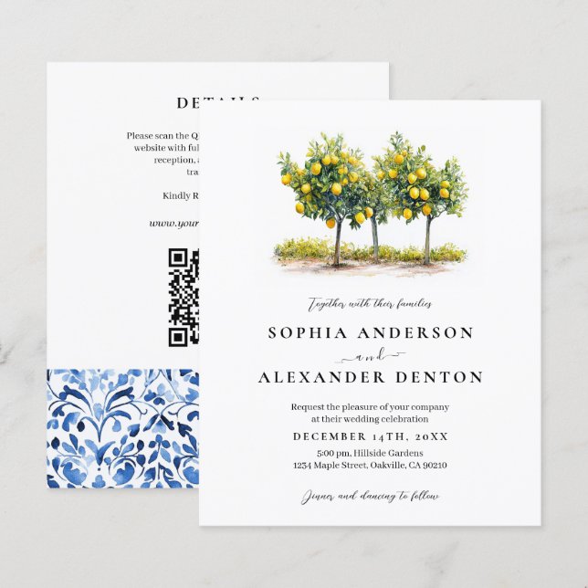 Budget Lemon Tree Photo All in One Wedding Invite (Front/Back)