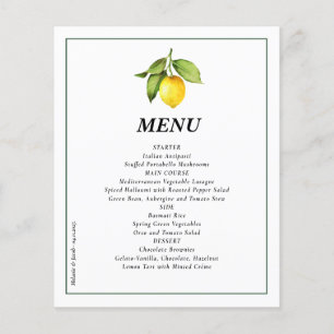 Budget Lemon Wedding Menu 