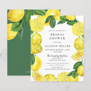 Budget Lemon Wreath Bridal Shower Invitation