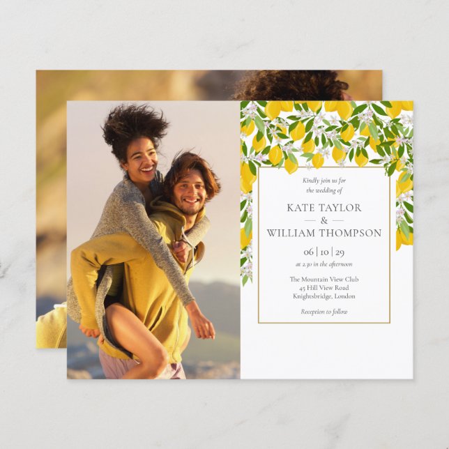 Budget Lemons Blossom Greenery Photos Wedding (Front/Back)
