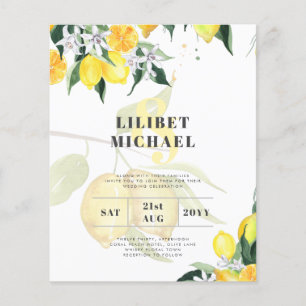 BUDGET Lemons Themed Wedding Invites Modern Flyer