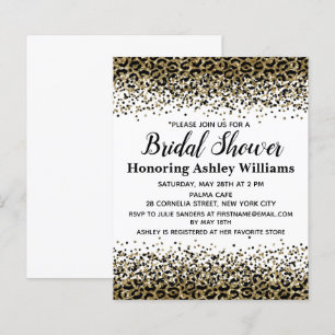 Budget Leopard Black Gold Bridal Shower Invitation