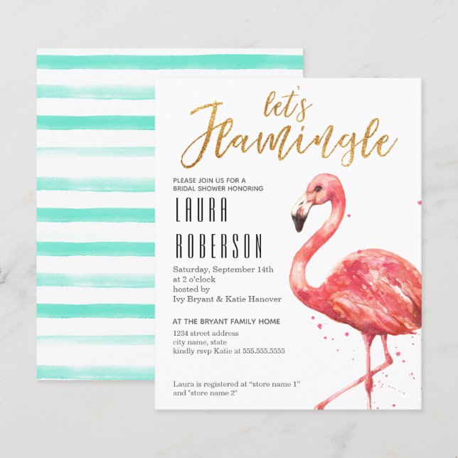 Budget Let's Flamingle Bridal Shower Invitation (Front/Back)