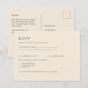BUDGET Light BEIGE Monochrome Wedding Postcard