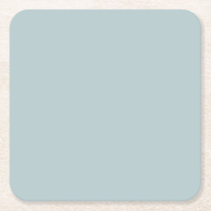 BUDGET Light Sage Green Monochrome Wedding Square Paper Coaster