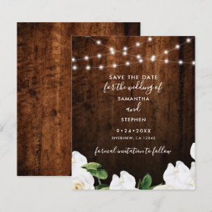 Budget Lights Rustic Wood Wedding Save The Date
