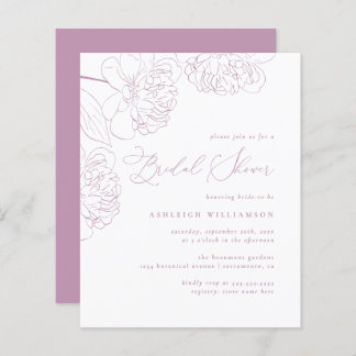 Budget Lilac Hand-drawn Peonies Bridal Shower