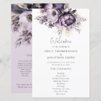 Budget Lilac Purple Florals Programme de mariage