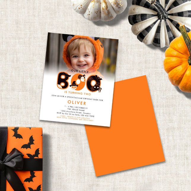 Budget Little Boo is Turning Two Photo Birthday (Front and back view)