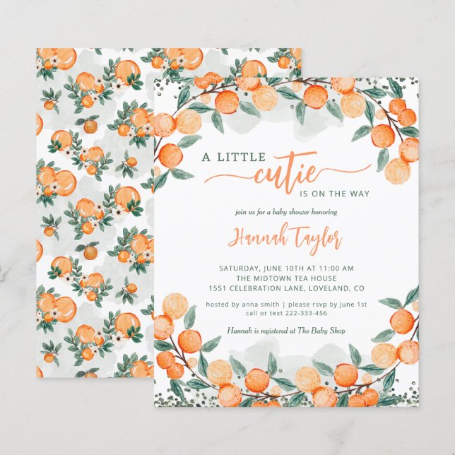Budget Little Cutie Summer Baby Shower Invitation (Front/Back)