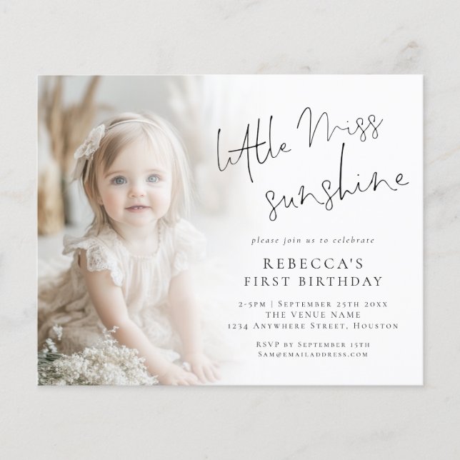 Budget Little Miss Sunshine Photo 1st Birthday (Front)