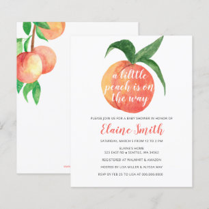 Budget Little Peach Baby Shower Invitation