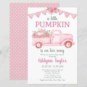 Budget Little Pumpkin Girl Baby Shower Invitation
