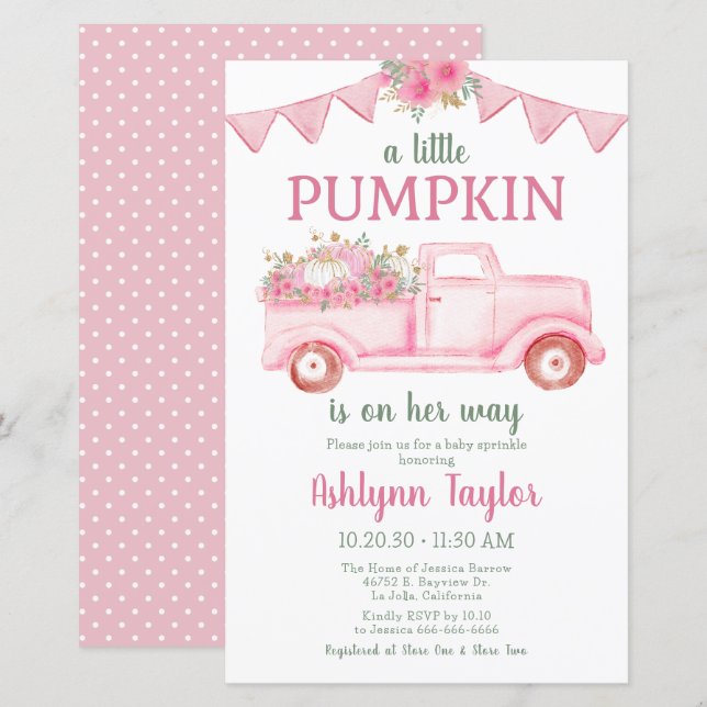 Budget Little Pumpkin Girl Baby Sprinkle (Front/Back)