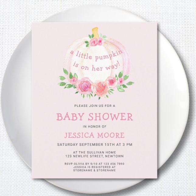Budget Little Pumpkin Pink Girl Baby Shower Invite (Creator Uploaded)