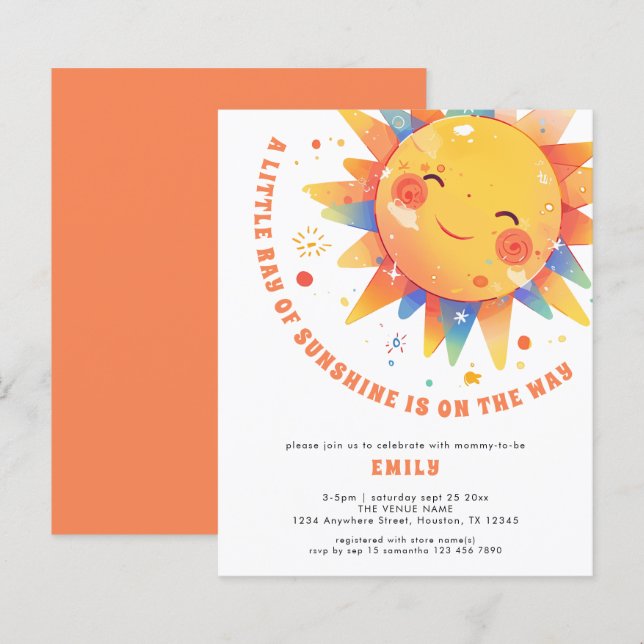 Budget Little Ray of Sunshine Retro Baby Shower  (Front/Back)