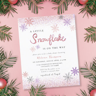 Budget Little Snowflake Baby Shower Invitation