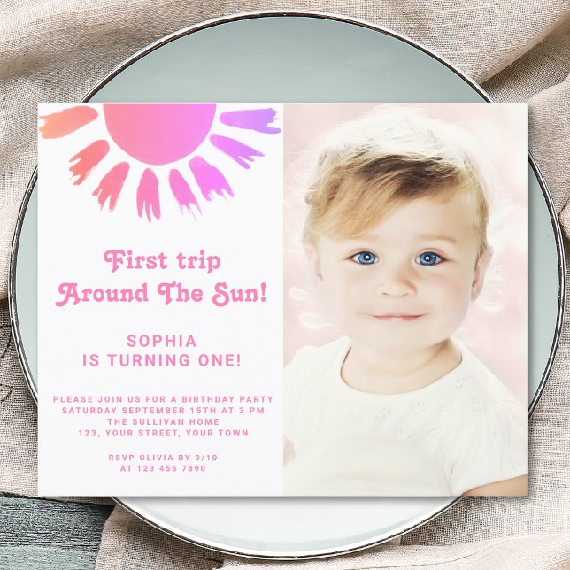 Budget Little Sunshine 1st Birthday Photo Invite (Creator Uploaded)