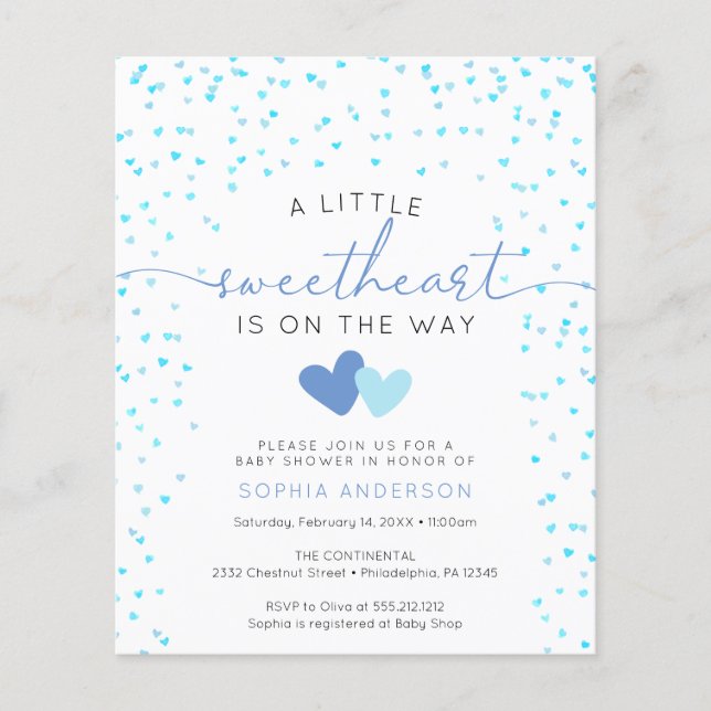 Budget Little Sweetheart Baby Shower Invite Flyer (Front)