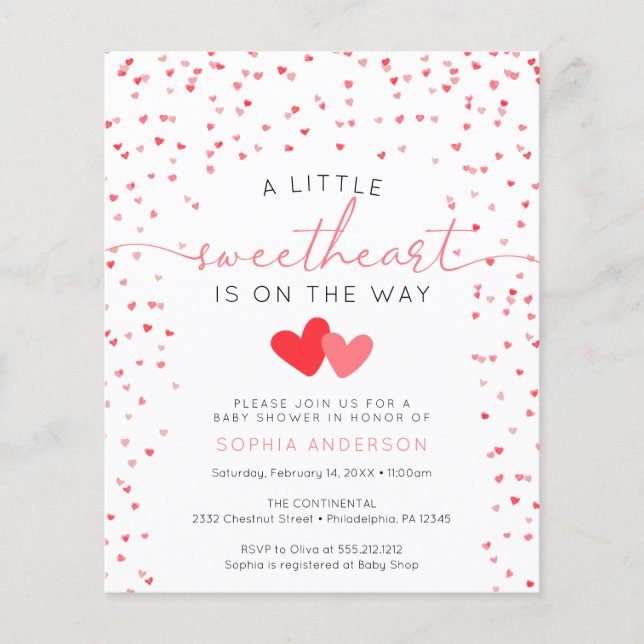 Budget Little Sweetheart Baby Shower Invite Flyer (Front)