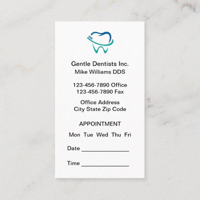 Budget Logo Dentist Appointment Business Cards (Front)