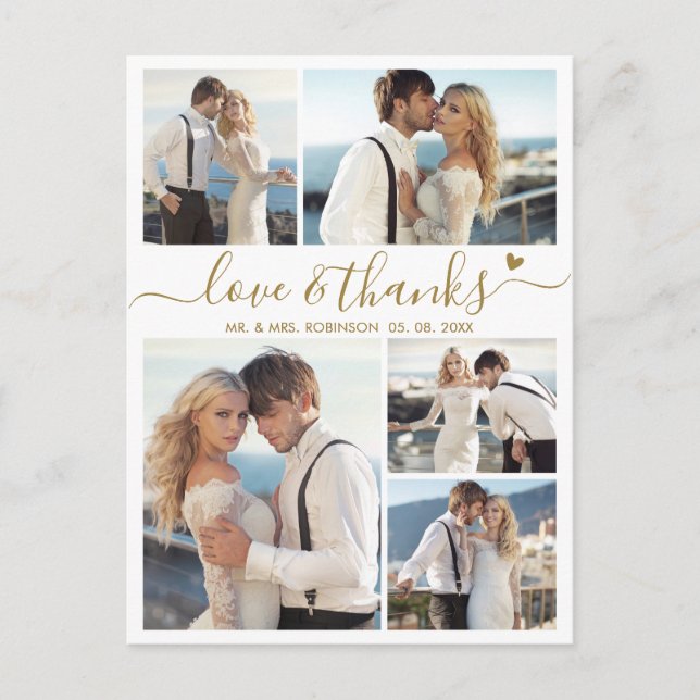 Budget Love and Thanks Photo Wedding Thank You  Postcard (Front)