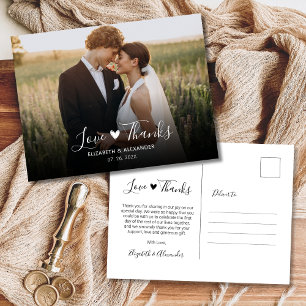 Budget Love and Thanks Photo Wedding Thank You Postcard
