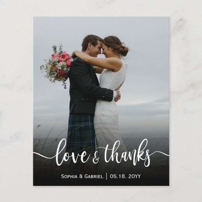 Budget Love and Thanks Wedding Photo Thank You (Front)