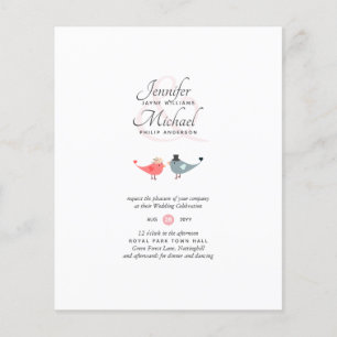 Budget Love Birds Modern Coral Wedding Invites