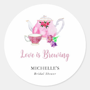 Budget Love is Brewing Bridal Shower Tea Party  Classic Round Sticker