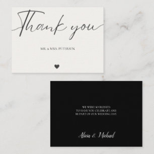 Budget love thanks script simple wedding thank you card