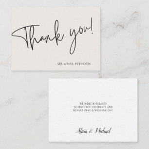 Budget love thanks script simple wedding thank you card
