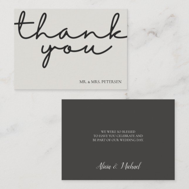 Budget love thanks script simple wedding thank you card (Front/Back)