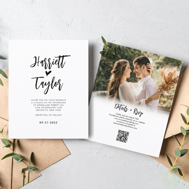 BUDGET Lovely Heart Script Photo QR Code Wedding (Creator Uploaded)
