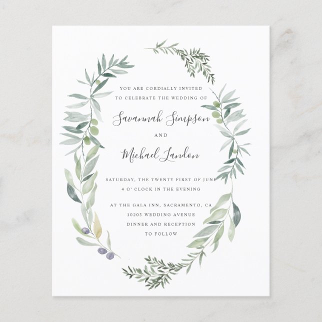 BUDGET - Lovely Olive and leaves wreath wedding (Front)
