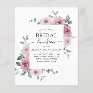 Budget Luncheon Dusty Rose Pink Bridal Shower  Flyer