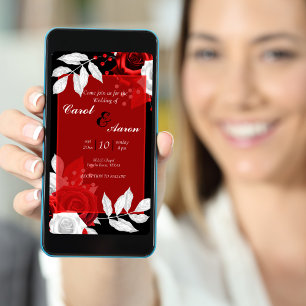 budget luxury floral black, white and red wedding flyer